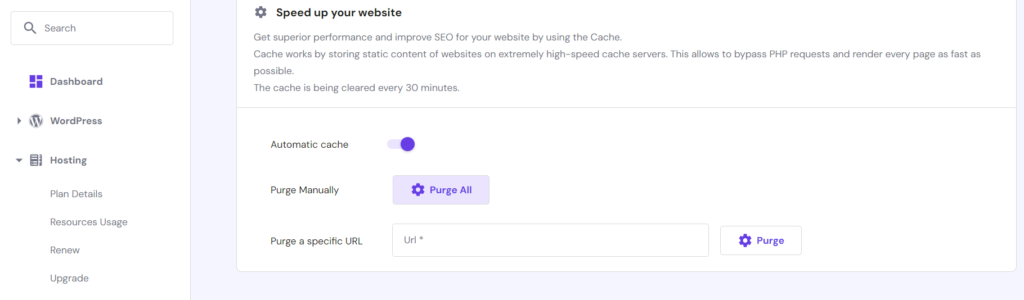 Hostinger review: cache