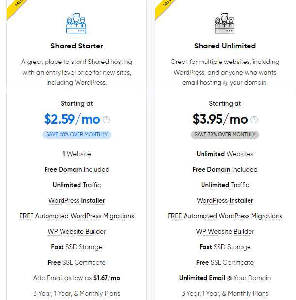 Dreamhost Shared hosting pricing