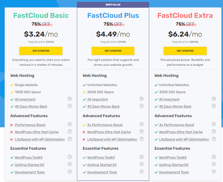 Fastcomet vs. Bluehost: FastComet Pricing